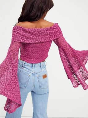 Free People-Lola Lace Top in Burgundy